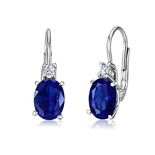 Earrings - white gold 18k with sapphire and diamonds