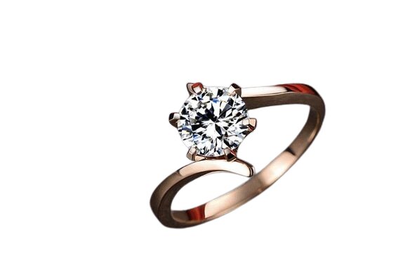 Solitaire ring - gold 18k or 14k white or rose - round brilliant cut diamond 0.40ct