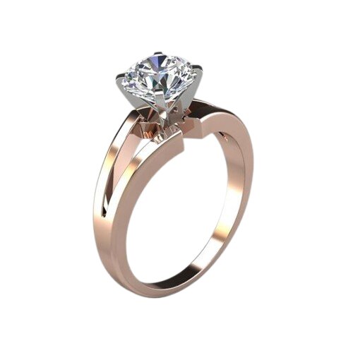 Solitaire ring - gold 18k rose - princess cut diamond