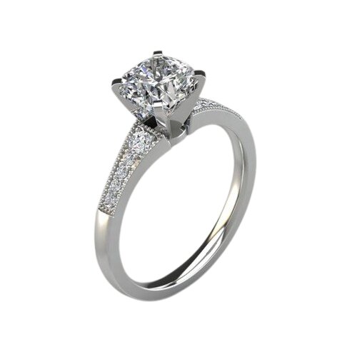 Engagement ring - white gold 18k - princess diamond cut