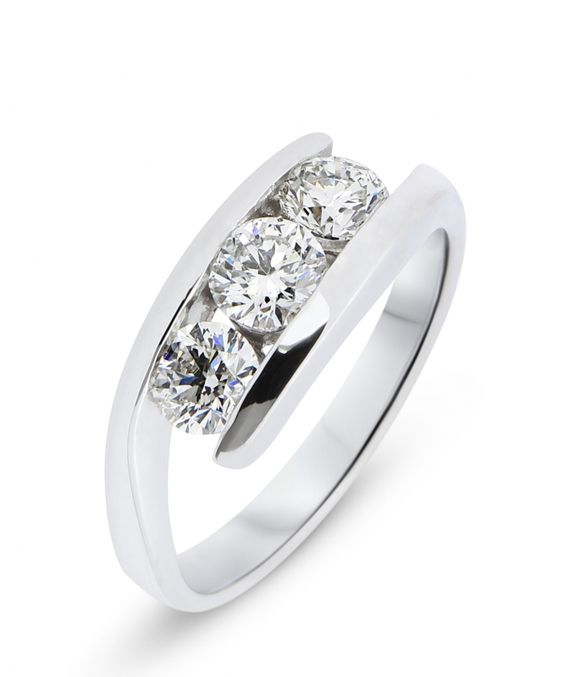 Engagement ring (Trinity) - white or yellow gold 18k or 14k with diamonds