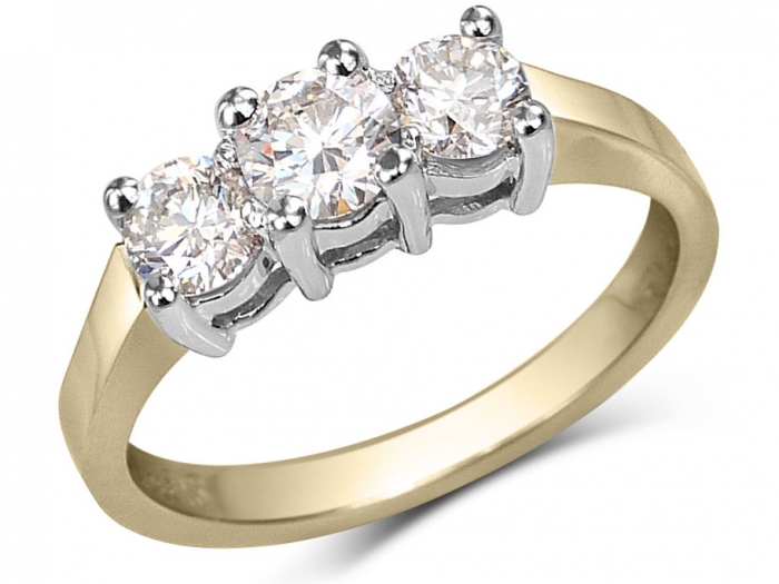 Engagement ring (Trinity) - gold 18k two tone yellow and white with diamonds