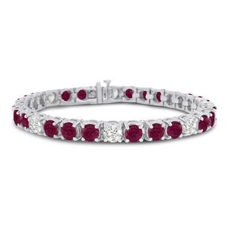 Bracelet - white gold 18k - ruby - diamonds