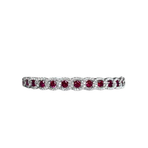 Bracelet - white gold 18k - ruby - diamonds