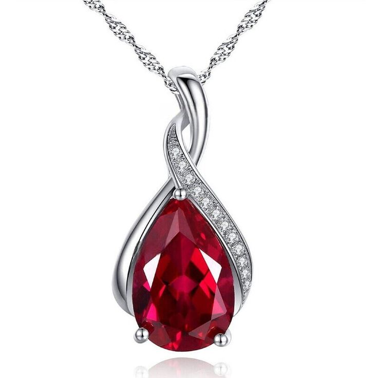 Pendant - white gold 18k with ruby and diamonds