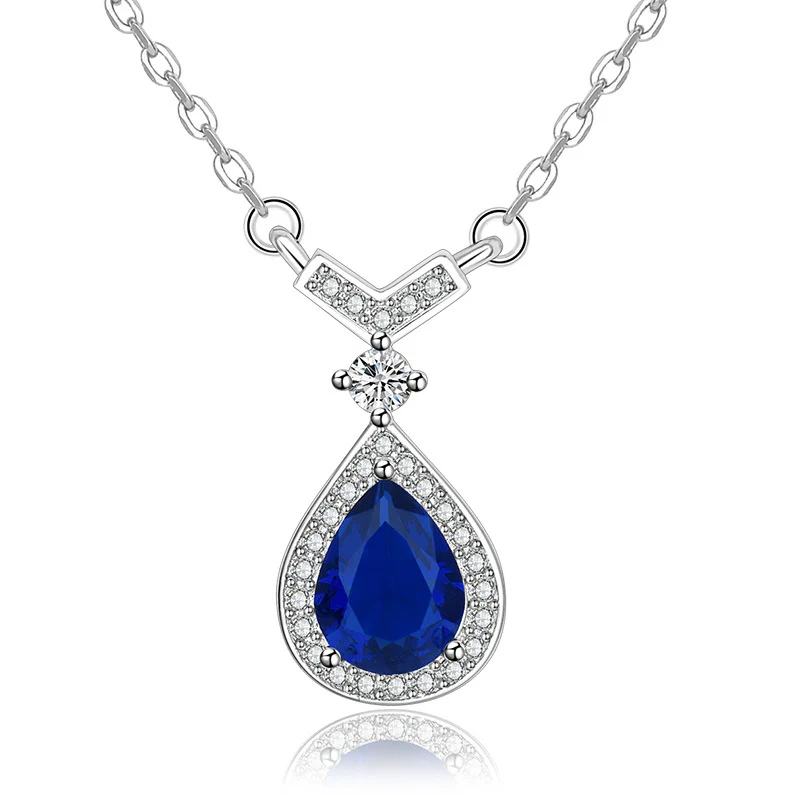 Pendant - white gold 18k with sapphire and diamonds