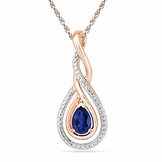 Pendant - white and rose gold 18k with sapphire and diamonds
