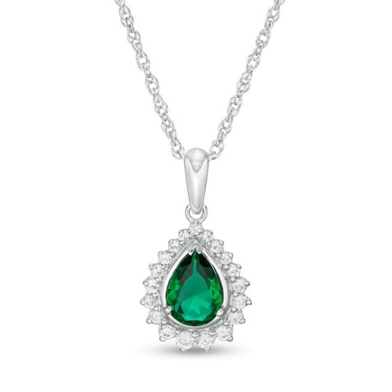 Pendant - white gold 18k with emerald and diamonds