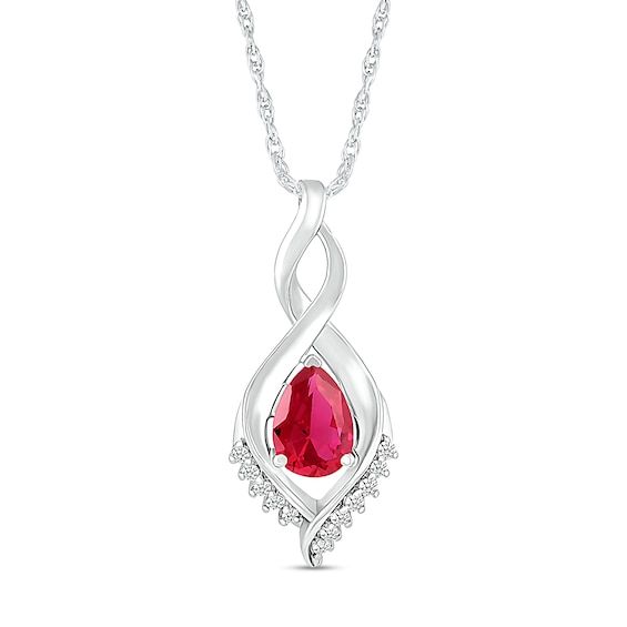 Pendant - white gold 18k with ruby and diamonds
