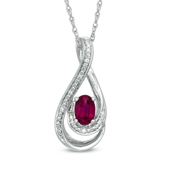 Pendant - white gold 18k with ruby and diamonds