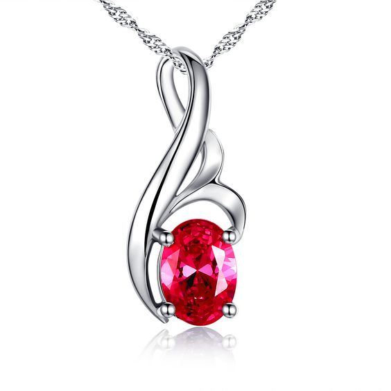 Pendant - white gold 18k with ruby
