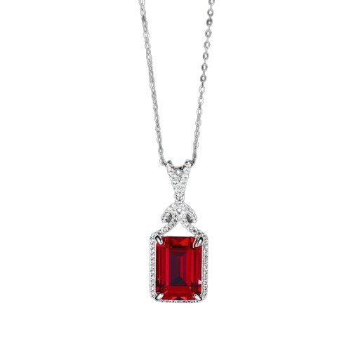 Pendant - white gold 18k with ruby and diamond