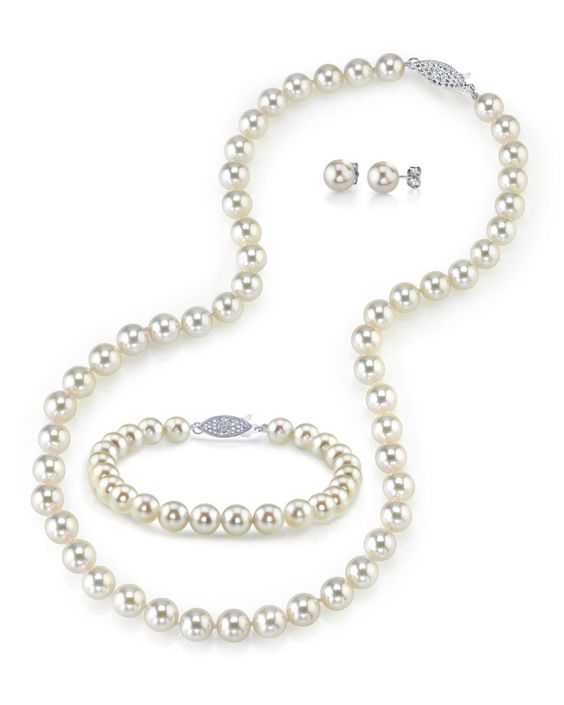 White Akoya saltwater pearls